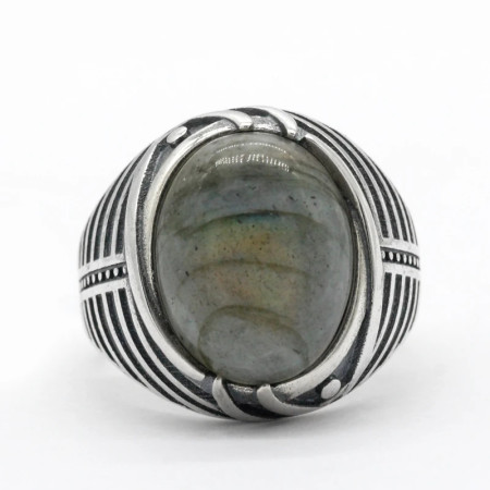 Joyería turca, anillo de Plata de Ley 925 para hombre con labradorita Natural, anillo Punk de rayas simples para hombre, regalo de boda y cumpleaños Joyería turca, anillo de Plata de Ley 925 para hombre con labradorita Natural, anillo Punk de rayas simples para hombre, regalo de boda y cumpleaños