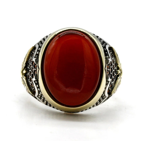 Anillo hecho a mano de plata S925 para hombre, joyería Premium Türkiye, piedra de ágata roja Natural, regalo hecho a mano para Festival para hombre Anillo hecho a mano de plata S925 para hombre, joyería Premium Türkiye, piedra de ágata roja Natural, regalo hecho a mano para Festival para hombre