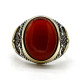 Anillo hecho a mano de plata S925 para hombre, joyería Premium Türkiye, piedra de ágata roja Natural, regalo hecho a mano para Festival para hombre - malaquita tienda 36