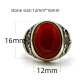 Anillo hecho a mano de plata S925 para hombre, joyería Premium Türkiye, piedra de ágata roja Natural, regalo hecho a mano para Festival para hombre - malaquita tienda 36