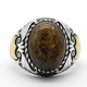 Anillo hecho a mano de plata de ley S925, piedra gris bronce Natural, regalo de vacaciones para fiesta de vacaciones Punk Türkiye - malaquita tienda 36