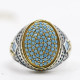 Anillo de plata pura S925, joyería con incrustaciones de turquesa natural, nuevo regalo hecho a mano para hombres, joyería de moda para la primera vez - malaquita tienda 36