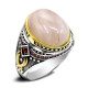 Roca de cuarzo natural combinada con diseño de conjunto de anillos de plata de ley 925 para hombre, anillo de joyería de estilo Punk Popular para hombre, regalo gratis - malaquita tienda 36