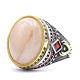Roca de cuarzo natural combinada con diseño de conjunto de anillos de plata de ley 925 para hombre, anillo de joyería de estilo Punk Popular para hombre, regalo gratis - malaquita tienda 36