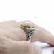 Roca de cuarzo natural combinada con diseño de conjunto de anillos de plata de ley 925 para hombre, anillo de joyería de estilo Punk Popular para hombre, regalo gratis - malaquita tienda 36