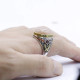 Roca de cuarzo natural combinada con diseño de conjunto de anillos de plata de ley 925 para hombre, anillo de joyería de estilo Punk Popular para hombre, regalo gratis - malaquita tienda 36