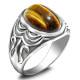 Anillo de plata de ley S925, regalo de fiesta hecho a mano retro de ojo de tigre natural, joyería Türkiye - malaquita tienda 36