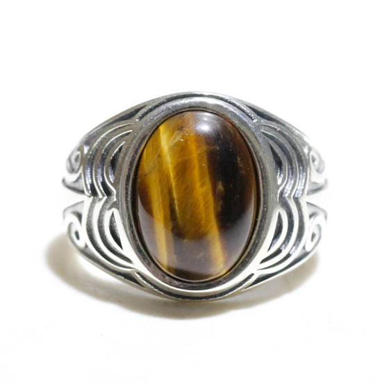 Anillo de plata de ley S925, regalo de fiesta hecho a mano retro de ojo de tigre natural, joyería Türkiye - malaquita tienda 36