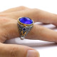 Joyería de plata S925 para hombre, estilo punk, cristal azul cúbico, anillo de fiesta antiguo hecho a mano de Türkiye, lujoso y auténtico - malaquita tienda 36