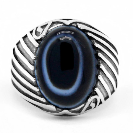 Anillo de plata de ley 925, regalo hecho a mano para hombres y mujeres, piedra de ágata de ojo natural, anillo de corona vintage, regalo de hombre CZ negro