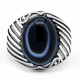 Anillo de plata de ley 925, regalo hecho a mano para hombres y mujeres, piedra de ágata de ojo natural, anillo de corona vintage, regalo de hombre CZ negro - malaquita tienda 36