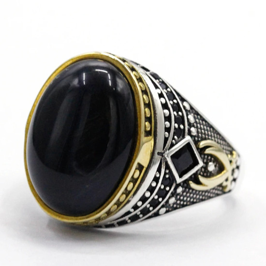 Anillo de plata S925, joyería hecha a mano para hombre, piedra de ojo de tigre azul Natural, regalo de fiesta Retro de lujo ligero para hombre - malaquita tienda 36