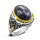 Anillo de plata S925, joyería hecha a mano para hombre, piedra de ojo de tigre azul Natural, regalo de fiesta Retro de lujo ligero para hombre - malaquita tienda 36
