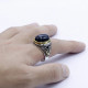 Anillo de plata S925, joyería hecha a mano para hombre, piedra de ojo de tigre azul Natural, regalo de fiesta Retro de lujo ligero para hombre - malaquita tienda 36