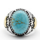 Nuevo Anillo de Plata de Ley 925 con turquesa Natural para hombre, alas Punk turcas, exquisito anillo de fiesta de cóctel para hombres y mujeres para amigos - malaquita tienda 36