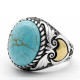 Nuevo Anillo de Plata de Ley 925 con turquesa Natural para hombre, alas Punk turcas, exquisito anillo de fiesta de cóctel para hombres y mujeres para amigos - malaquita tienda 36