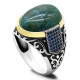 Anillo de plata pura s925 genuino de lujo para hombre, piedra de ágata verde natural hecha a mano, regalo de aniversario de fiesta para hombre - malaquita tienda 36