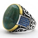 Anillo de plata pura s925 genuino de lujo para hombre, piedra de ágata verde natural hecha a mano, regalo de aniversario de fiesta para hombre - malaquita tienda 36