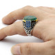 Anillo de plata pura s925 genuino de lujo para hombre, piedra de ágata verde natural hecha a mano, regalo de aniversario de fiesta para hombre - malaquita tienda 36