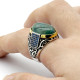 Anillo de plata pura s925 genuino de lujo para hombre, piedra de ágata verde natural hecha a mano, regalo de aniversario de fiesta para hombre - malaquita tienda 36