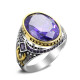 Anillo de plata pura s925 auténtica de lujo para hombre, conjunto de joyería hecha a mano, estilo punk, joyería para fiesta, regalo - malaquita tienda 36