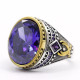 Anillo de plata pura s925 auténtica de lujo para hombre, conjunto de joyería hecha a mano, estilo punk, joyería para fiesta, regalo - malaquita tienda 36