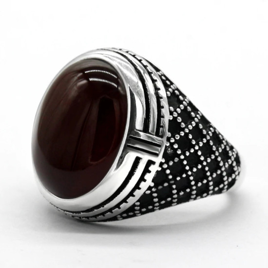 Anillo de hombre con incrustaciones de ágata Natural, conjunto de joyería de anillo de plata 925, anillo de pareja mayor de moda de alta calidad para mujer - malaquita tienda 36