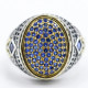 Anillo de plata pura S925, nuevo lanzamiento, circonita azul, regalo hecho a mano para hombre, joyería clásica de lujo para fiesta - malaquita tienda 36