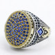 Anillo de plata pura S925, nuevo lanzamiento, circonita azul, regalo hecho a mano para hombre, joyería clásica de lujo para fiesta - malaquita tienda 36