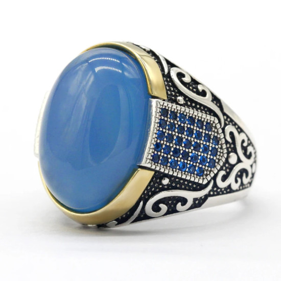 Anillo Vintage de Plata de Ley 925 con diseño de piedra Imperial roja Natural ovalada, conjunto de joyería de anillo Türkiye, anillo de pareja para mujer - malaquita tienda 36