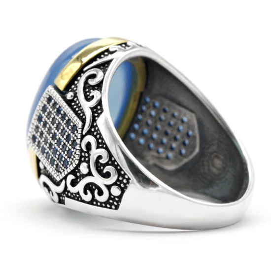 Anillo Vintage de Plata de Ley 925 con diseño de piedra Imperial roja Natural ovalada, conjunto de joyería de anillo Türkiye, anillo de pareja para mujer - malaquita tienda 36
