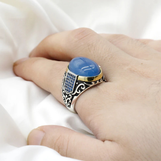Anillo Vintage de Plata de Ley 925 con diseño de piedra Imperial roja Natural ovalada, conjunto de joyería de anillo Türkiye, anillo de pareja para mujer - malaquita tienda 36