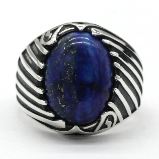 Anillos de plata de ley 925 auténtica para hombre, estilo Punk, lapislázuli azul Natural, joyería turca de Oriente Medio, anillos para mujer - malaquita tienda 36