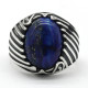 Anillos de plata de ley 925 auténtica para hombre, estilo Punk, lapislázuli azul Natural, joyería turca de Oriente Medio, anillos para mujer - malaquita tienda 36
