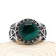Anillo turco antiguo de Plata de Ley 925 pura con piedra Natural, joyería punk rock de color ágata de malaquita para hombre - malaquita tienda 36