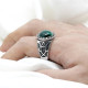 Anillo turco antiguo de Plata de Ley 925 pura con piedra Natural, joyería punk rock de color ágata de malaquita para hombre - malaquita tienda 36