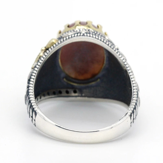 Nuevo Anillo de ágata india de Plata de Ley 925 para hombres y mujeres Spinel Türkiye conjunto de anillos de joyería hechos a mano anillo de pareja - malaquita tienda 36