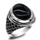 Anillo de Plata de Ley 925 para hombre, anillo con adorno de piedra de ónix Natural negra, anillos de pareja de plata tailandesa Punk Vintage para mujer - malaquita tienda 36