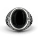 Anillo de Plata de Ley 925 para hombre, anillo con adorno de piedra de ónix Natural negra, anillos de pareja de plata tailandesa Punk Vintage para mujer - malaquita tienda 36