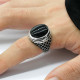 Anillo de Plata de Ley 925 para hombre, anillo con adorno de piedra de ónix Natural negra, anillos de pareja de plata tailandesa Punk Vintage para mujer - malaquita tienda 36