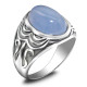 Nuevo Anillo de Plata de Ley 925 para hombre con piedra de ágata azul Natural, anillo Retro para parejas, conjunto de joyería de plata tailandesa, anillos para mujer - malaquita tienda 36