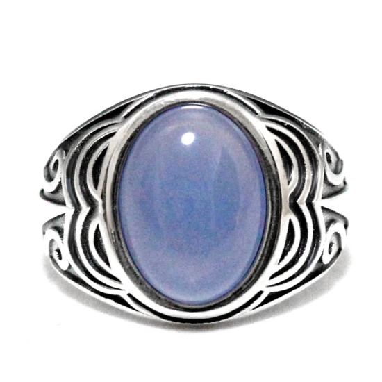 Nuevo Anillo de Plata de Ley 925 para hombre con piedra de ágata azul Natural, anillo Retro para parejas, conjunto de joyería de plata tailandesa, anillos para mujer - malaquita tienda 36