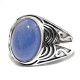 Nuevo Anillo de Plata de Ley 925 para hombre con piedra de ágata azul Natural, anillo Retro para parejas, conjunto de joyería de plata tailandesa, anillos para mujer - malaquita tienda 36