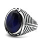 Anillo de Plata de Ley 925 para hombre con piedra de ojo de tigre azul Natural, joyería turca, anillo Punk de rayas simples para hombre, regalo de cumpleaños - malaquita tienda 36