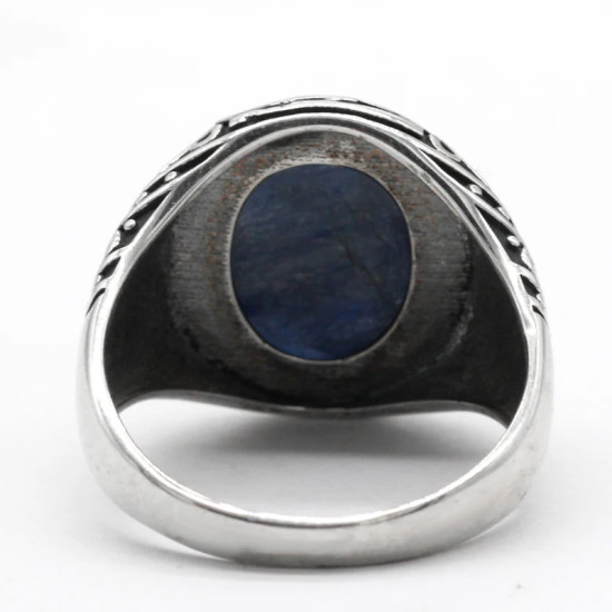 Anillo de plata de ley 925 para hombre con cianita Natural, joyería de plata, regalos del Día de San Valentín, anillos de compromiso para hombre y mujer - malaquita tienda 36