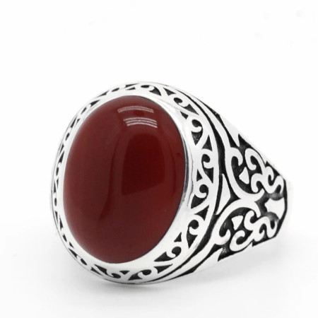 Anillo masculino de Plata de Ley 925, anillo para hombre, anillo con sello, anillo de piedra de ágata roja, estilo Punk Vintage, garra, mariposa, moda Simply Rin Anillo masculino de Plata de Ley 925, anillo para hombre, anillo con sello, anillo de piedra de ágata roja, estilo Punk Vintage, garra, mariposa, moda Simply Rin