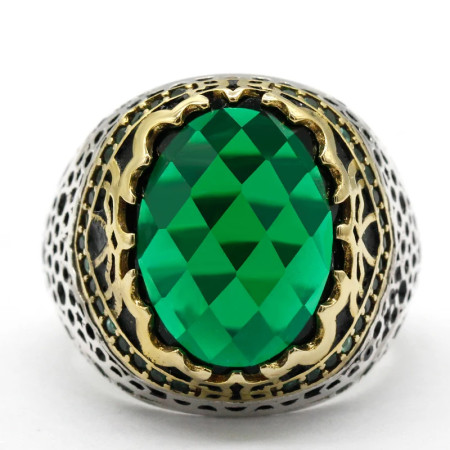 Anillo de circón Artificial de Plata de Ley 925, diseño de patrón, anillos de boda de estilo Punk turco, anillos de compromiso/fiesta para hombres y mujeres