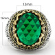 Anillo de circón Artificial de Plata de Ley 925, diseño de patrón, anillos de boda de estilo Punk turco, anillos de compromiso/fiesta para hombres y mujeres - malaquita tienda 36