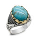 Nuevo Anillo de Plata de Ley 925 para hombres y mujeres, turquesa Natural, diseño de tendencia turca, estilo Punk, joyería de fiesta hecha a mano exquisita - malaquita tienda 36