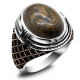 Joyería turca Anillo para hombre Piedra grande Bronce natural Piedra gris Plata de ley 925 Oro rosa Anillo de plata para hombre con piedra - malaquita tienda 36